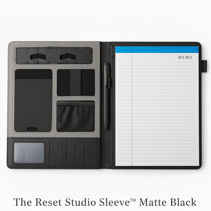The Reset Studio Sleeve™ — Matte Black with Text