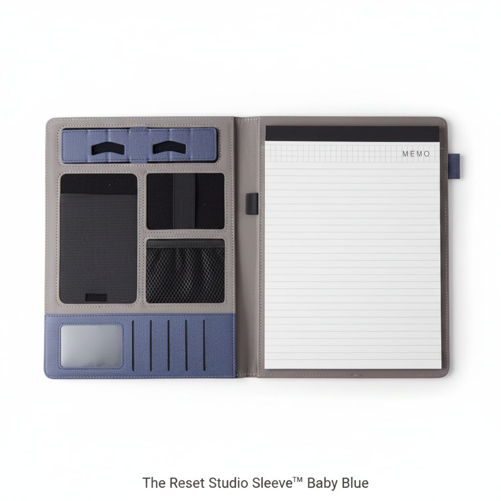 The Reset Studio Sleeve™ — Navy Blue Interior